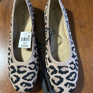 Falls Creek Leopard Knit Ballet Flats in Tan and Black
